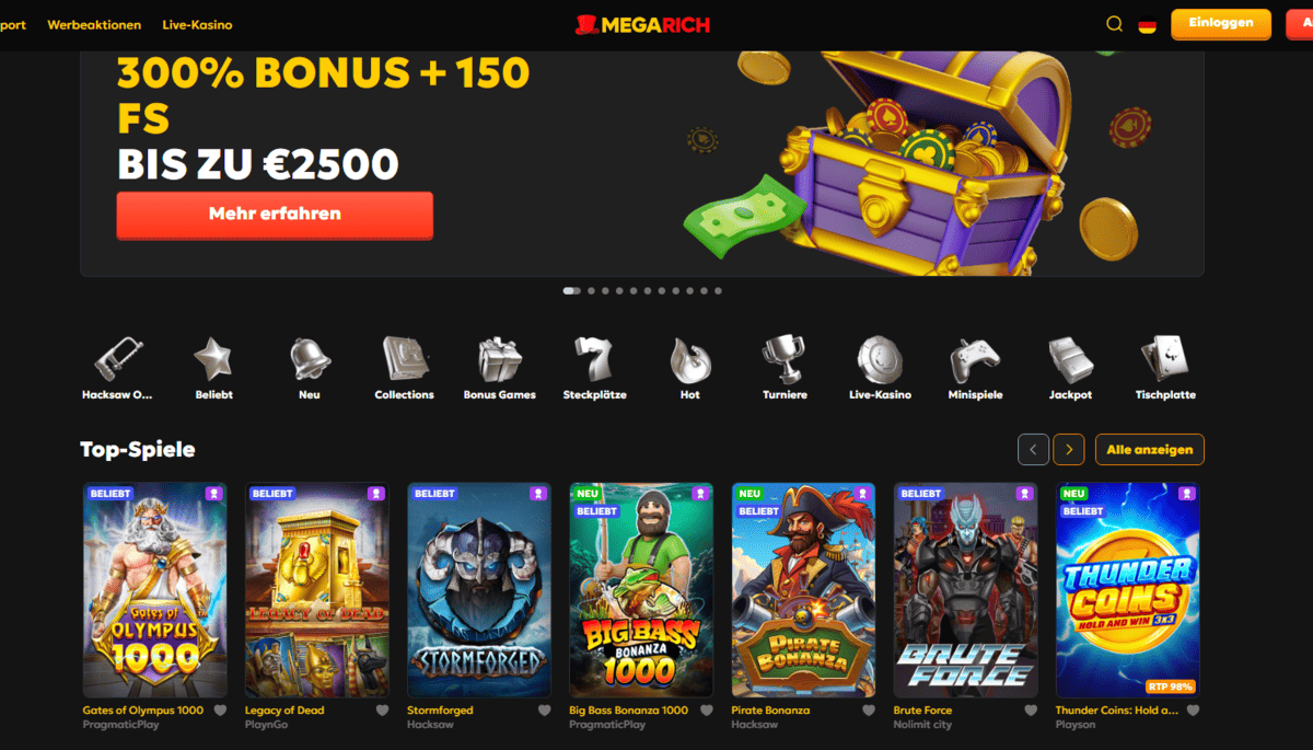Mega Rich mit Paysafecard Einzahlung Mega Rich Internet Casinowebseite mit Paysafe
